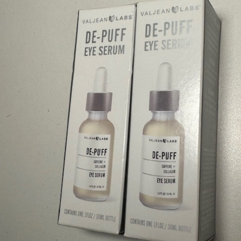 VAJEAN LABS DE-PUFF EYE SERUM CAFFEINE + COLLAGEN 1 FL OZ NEW IN BOX LOT OF 2